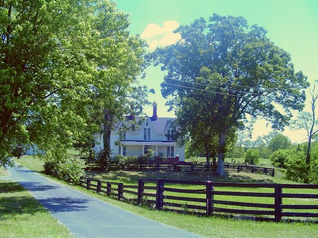 View of the historic Marcum Farms farmhouse